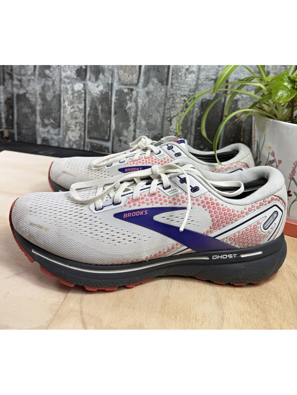 Brooks Ghost 13 Men's Gray/Purple/Pink Low Top Lace-Up Running Shoe US 11.5
